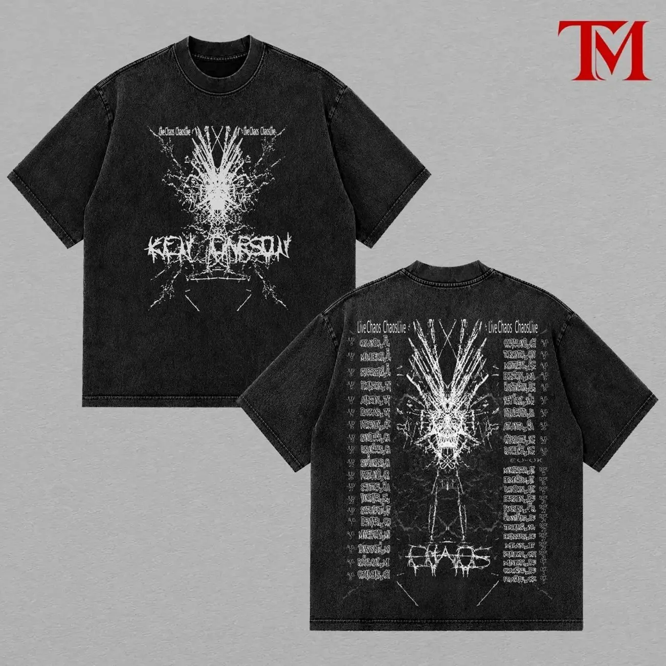 Ken Carson Chaos World Tour VINTAGE TEE Unisex Oversize Washed Heavyweight Cotton T-shirt, Graphic Tee, Men's Vintage Tee, Gift For Rap Fan WVH 20T YTS