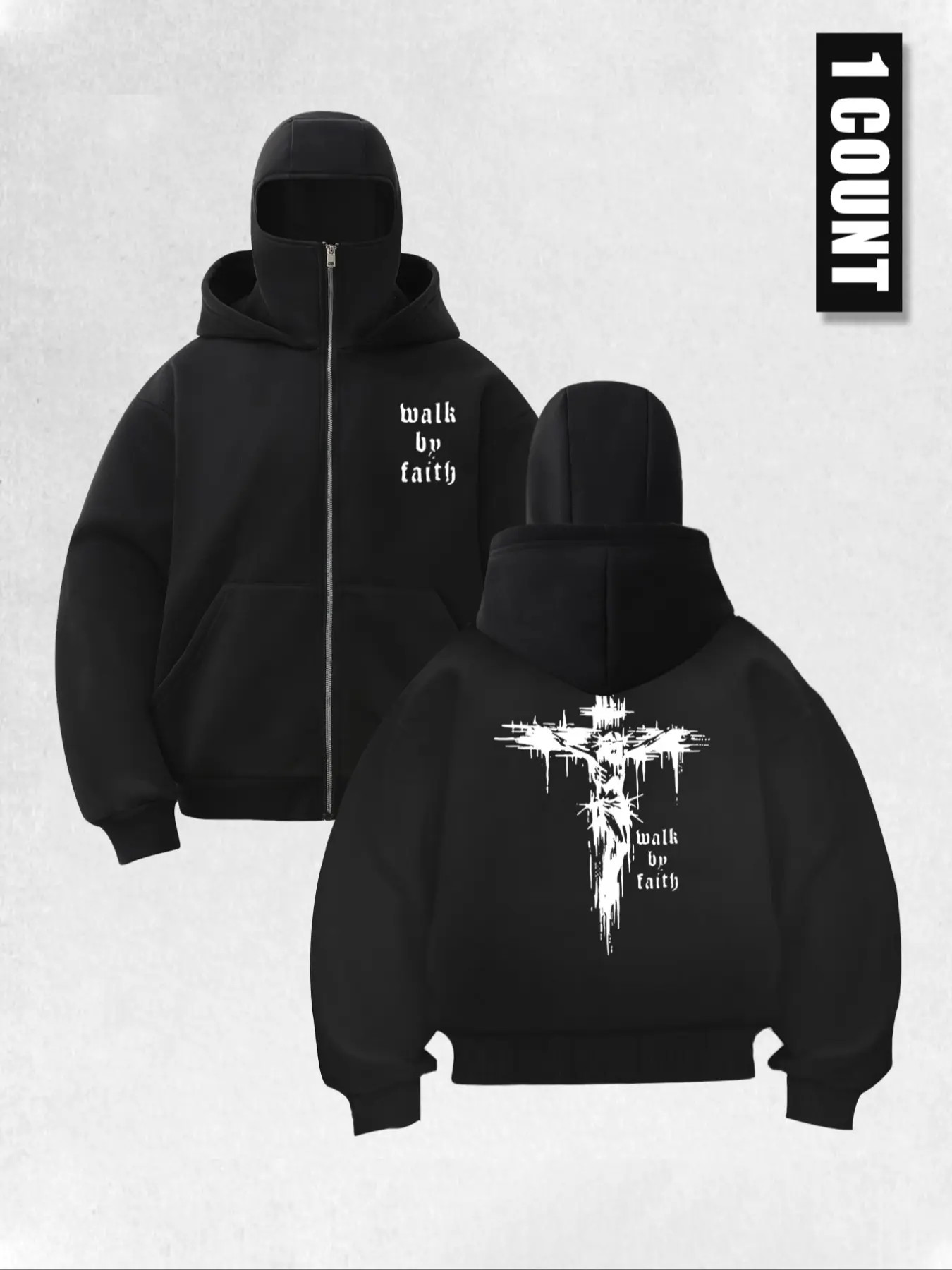 Men's Zipper Fleece Hoodie Jacket with Pockets, Unique Cross Print Design, Casual Style for Fall Winter Spring Daily Wear Outdoor Activities Sweatshirts