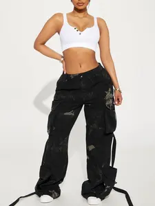 Level You Up Mineral Wash Cargo Pant - Black/combo