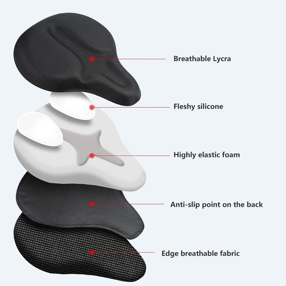 KEPEAK Silicone Bicycle Seat Cushion Cover, Thickened Widened Soft Comfortable, for Road and Mountain Bikes, Men's Women's Sports Cycling Accessory