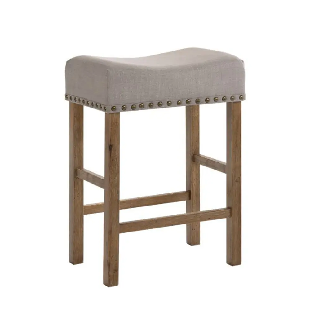 Set of 2 High Stools for Dining Room, Living Room Bedroom Furniture, Brown
