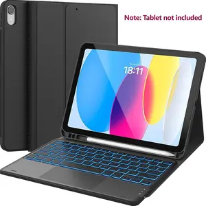 for iPad 10th Generation Case with (10.9-inch, 2022), 7-Color Backlight, Multi-Touch Trackpad, Flip Stand Case with Pen Holder, 2 Bluetooth Channels for iPad 10th Generation 10.9-inch 2022 (Tablet Not Included) Wireless Tablet Keyboard