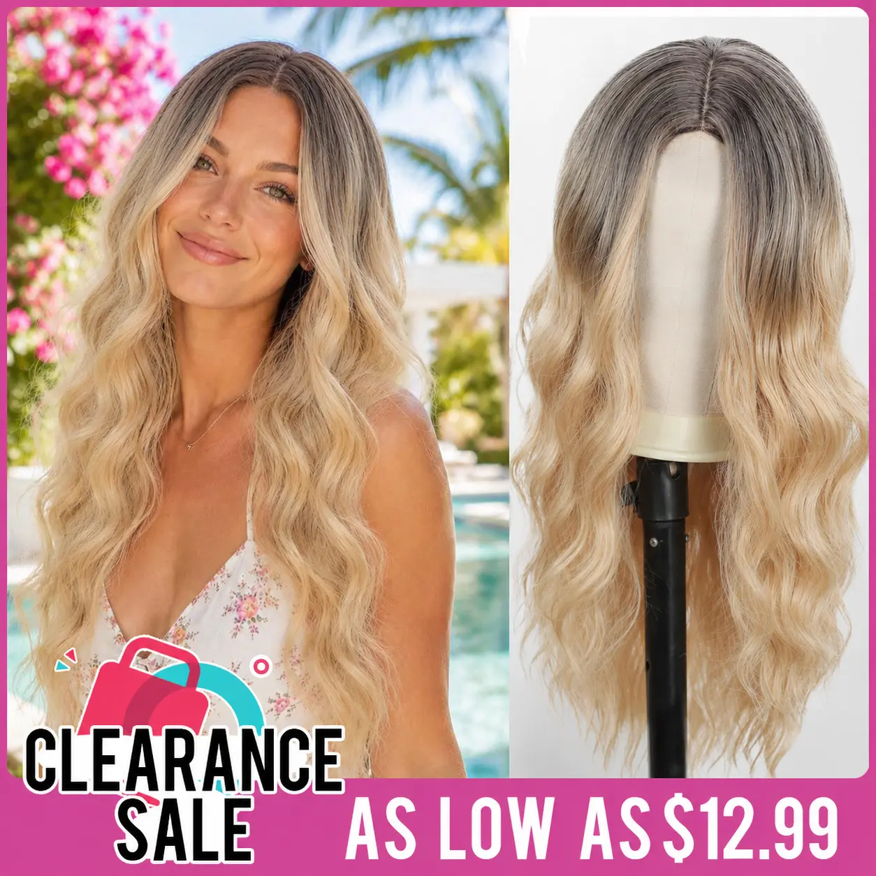 [BCHR HAIR] Summervibes Black Wig for Women Long Wavy Lace Hairline Wig 26 Inch Middle Part Synthetic Heat Resistant Wig valentines for Daily Party Realistic Look Soft Smooth Texture Handcrafted Hairline Anti-Slip Band -cosplay Blonde Curly Wig