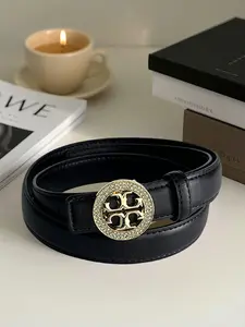 British & American Style Letter Buckle Vintage Belt, Elegant Design for Jeans and Shorts, All Seasons Fashion Accessory