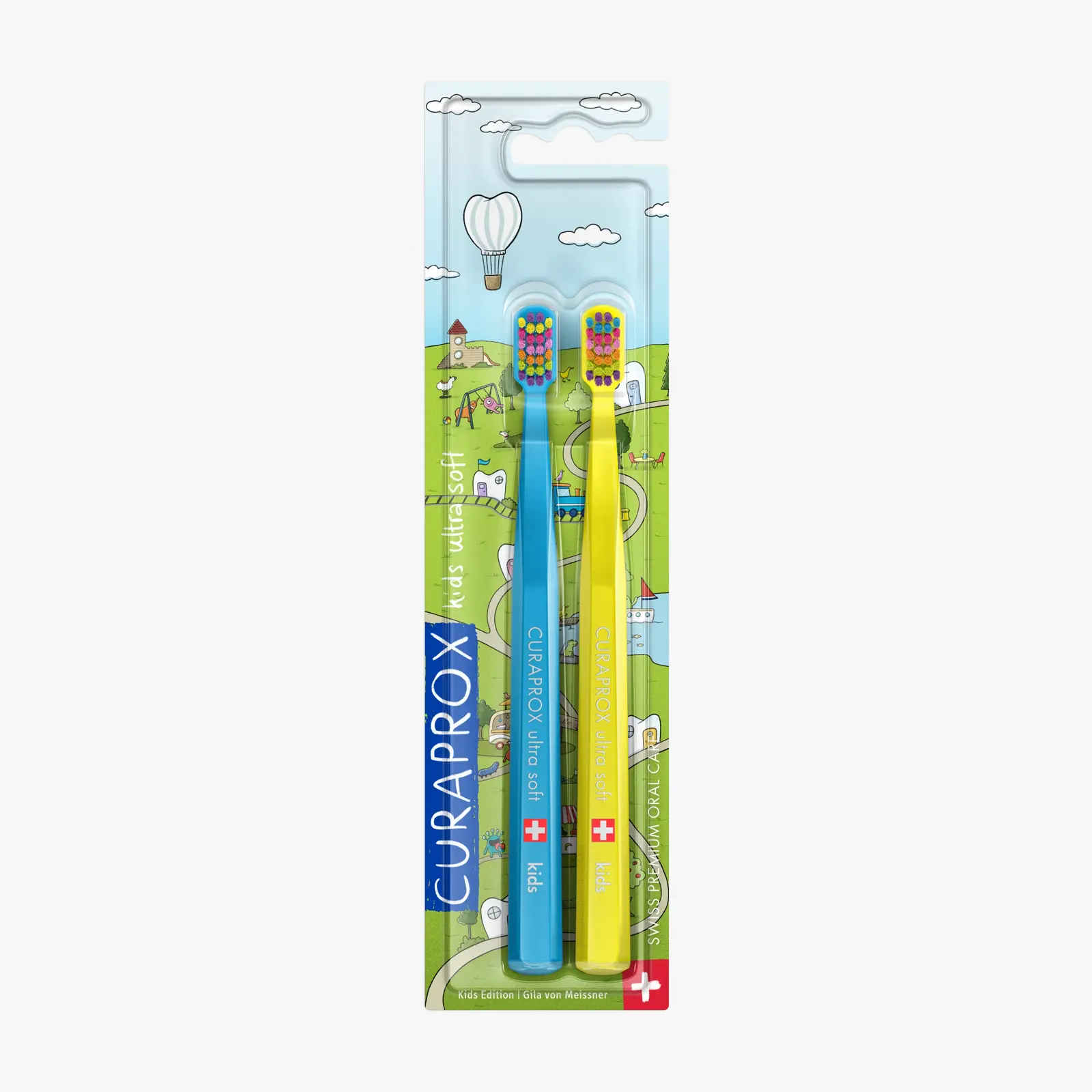 CURAPROX CS 5460 Kids Edition 2025 Ultra Soft Toothbrush Ages 4-12 5460 Curen Filaments Compact Angled Head Gum-Friendly BPA-Free Made in Switzerland 2 Pack