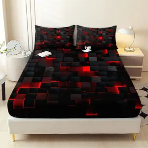 [Spring Glow Up] 3-piece multi-pattern fitted sheet set (fitted sheet*1 +Pillow cases*2),deep pocket 15 inches machine washable,low allergenic,high quality mattress protector for bedrooms,dorm rooms,HD printed all-season room decoration Reversible