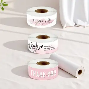 Thank You Lettering Self Adhesive Sealing Sticker, 120pcs/roll Waterproof Sealing Sticker, Decorative Sticker for Wedding & Holiday & Business