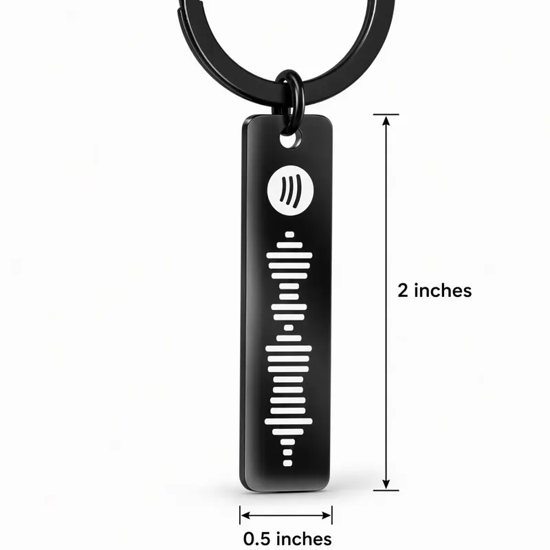 Spotify Custom Keychains, Music Code Keychain - Fully Customizable Matte-Black Stainless Steel Instant Scan & Play Fashion Accessory