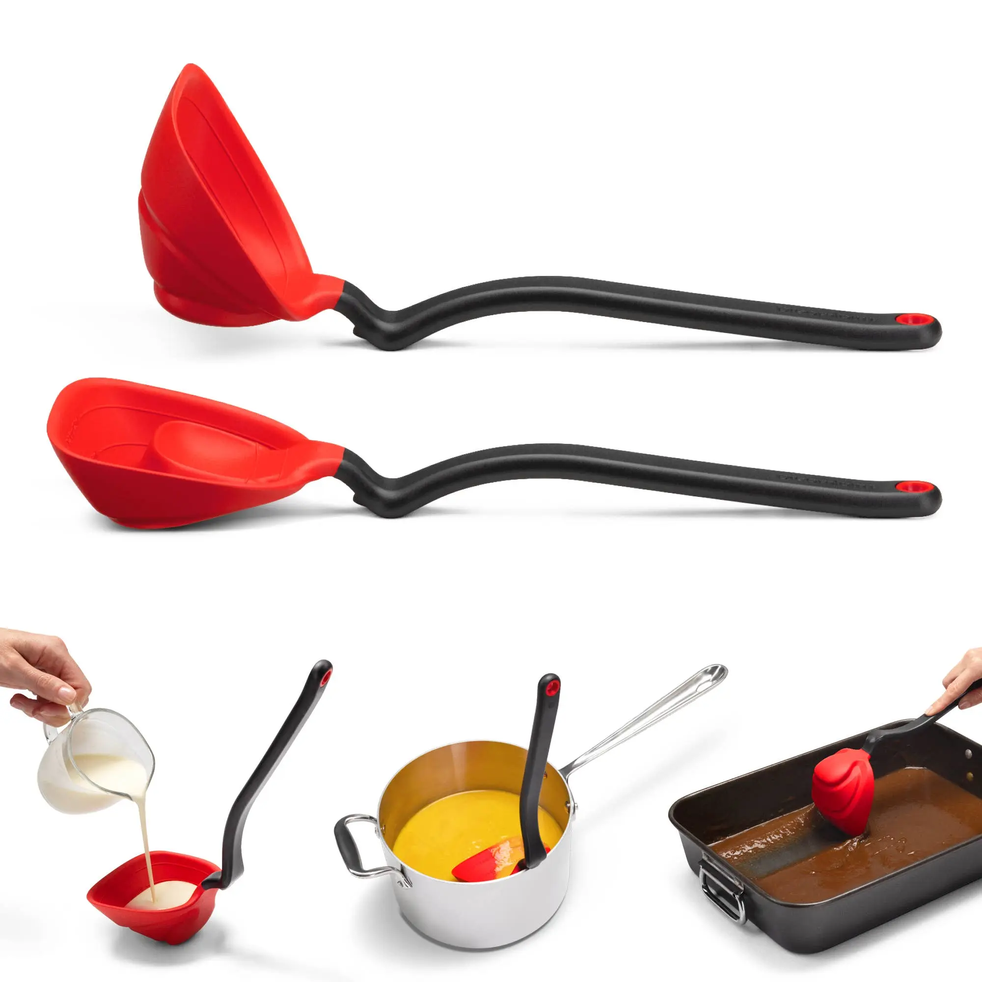 Fladle® - Fold Flat Silicone Ladle: Red