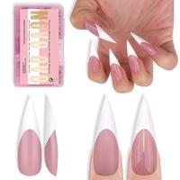 Long XL Sharp Stiletto White French Tip Berry Pink