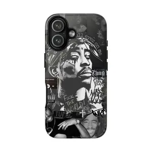 2Pac Portrait Tough Cases  Phone Case, Rap Legend Phone Cover Suitable for iPhone 17-11 Pro Max