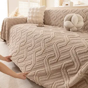 Bohemian Geometric Sofa Cover, Vintage Classic Short Plush Sofa Settee, Soft Skin-Friendly Pet Friendly, Bedroom Living Room Decor, Sofa Slipcover