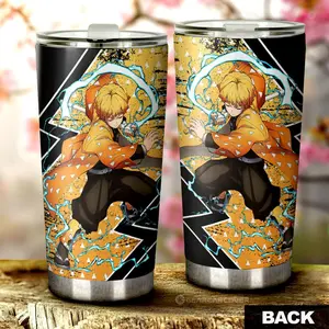 [SALE UP TO 39%] Agatsuma Zenitsu Tumbler Cup, Demon Slayer Anime Travel Mug for Otaku Fans, Stylish 20oz Stainless Steel Insulated Cup, Japanese Manga Merch, Hot Cold Drinkware, Car Accessories Gift for Anime Lovers