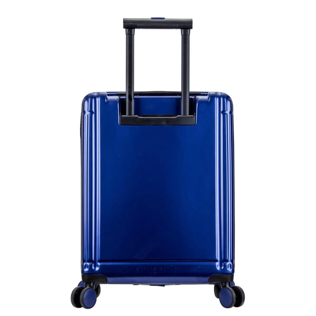 212 MAIN 18 in. Durable Tokyo Polycarbonate Shell Expandable Carry-On Laptop Spinner Luggage - Navy, Aluminum Frame, Spinner Base, Zip Closure