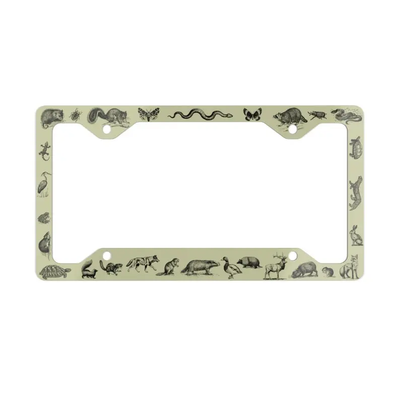 Cute Critters License Plate Frame, Be Kind To All Kinds, Animals Car Accessories, Support Nature, Earth Day Gift