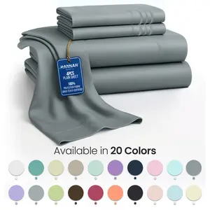 Hannah Bedding 4-Pc Solid Bed Sheet Set – Brushed Microfiber Luxury Bedding,16" Deep Pocket Fitted Sheets & Embroidered Pillowcases, Fade & Wrinkle Resistant, All-Season Soft & Cozy Sheets – Premium Quality Bedding Set