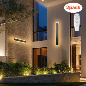 VEVOR Outdoor Wall Lights, 2 Pack, 23.6 Inch Long Strip Modern Exterior Wall Sconce Light Fixtures, 2700K-6000K, IP65 Waterproof Anti-Rust, Dimmable Outside Wall Mount Lighting, for House Porch Garage, Buckle Install, Dimmable Light