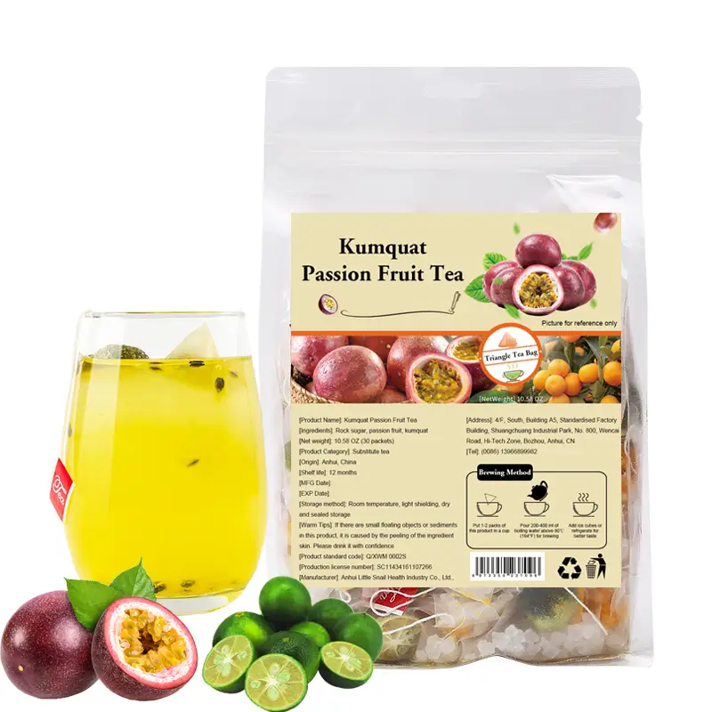 Dried Kumquat Passion Fruit Drink Tea Cold 10.58oz 30 Packets - Refreshing Sour, Sweet & Cleanse Tea with Hormone Balancing Benefits
