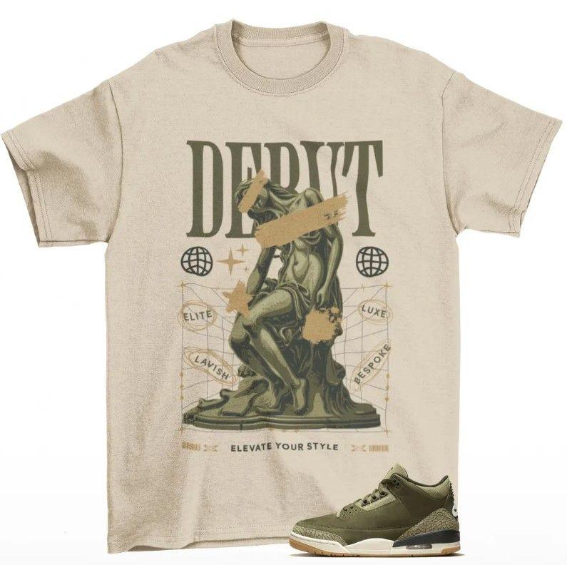 Debut J3 Family Affair Medium Olive Matching Sneaker Tee Shirt Tan Cotton Crew Neck Graphic Tee For Men And Women