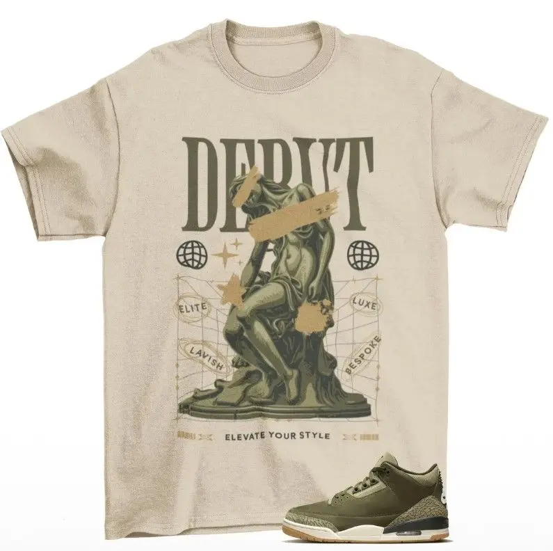 Debut J3 Family Affair Medium Olive Matching Sneaker Tee Shirt Tan Cotton Crew Neck Graphic Tee For Men And Women