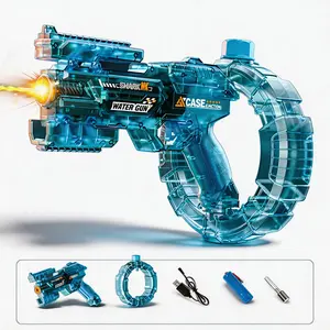 Transform Space Fire-Fighting Water Gun, Water Blasters, Electric Automatic Deformation Toy with Strobe Lights, One-Button High-Speed Continuous Firing Summer Outdoor Pool Beach Party Toy