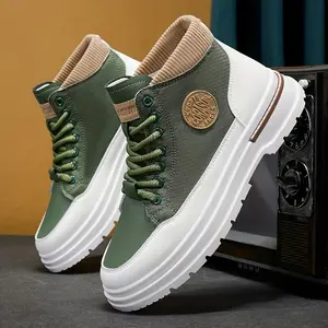 Men's High Top Casual Sports Shoes Durable PU Sole Breathable Mesh Lining Lace Up All Season Outdoor Hiking Trekking Sneakers