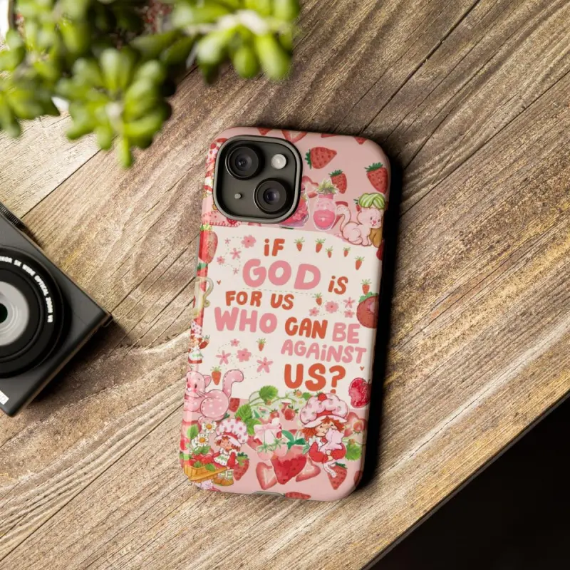 Strawberry Shortcake Shockproof TPU Smartphone Case - Protective Accessory for Smartphones, Handheld Wireless Devices with Whimsical Characters, Inspirational Bible Quote, Gift for Her