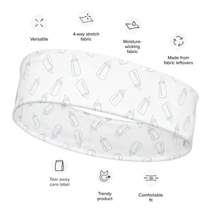 Baby Bottle Headband White for Mother Baby NICU L&D Nurses and Healthcare Workers Uniforms Soft Stretchy Moisture-Wicking 82% Polyester 18% Spandex