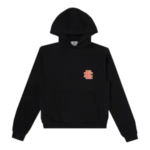 Eric Emanuel Men's Long-Sleeve French Terry Pullover Hooded Sweatshirt - Casual Street Wear, NY Double Hood, Casual Cut-Sewn, True Size, Black/Varsity Red Menswear Top