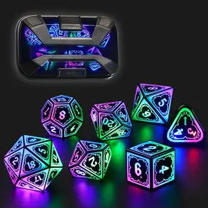 Light Up Dice Set D and D for Dungeons and Dragons 4 in 1 Color, Cool LED DND Dice with Charging Box Rechargeable Polyhedral Role Playing Dice for DND Gifts RPG (Astral Shard Mixed Colors)
