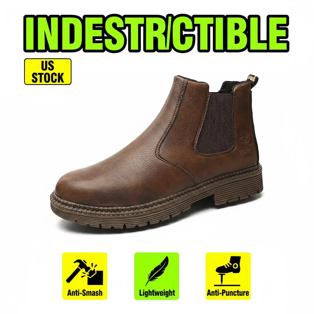 Active Splash-proof Smash-proof Puncture-proof Breathable Safety Shoes Unisex Chef Work Shoe Waterproof Anti-slip Durable Outdoor Comfortable crafted for Plumbers Electricians Roofers and Heavy Meat Packing Operations Men Women