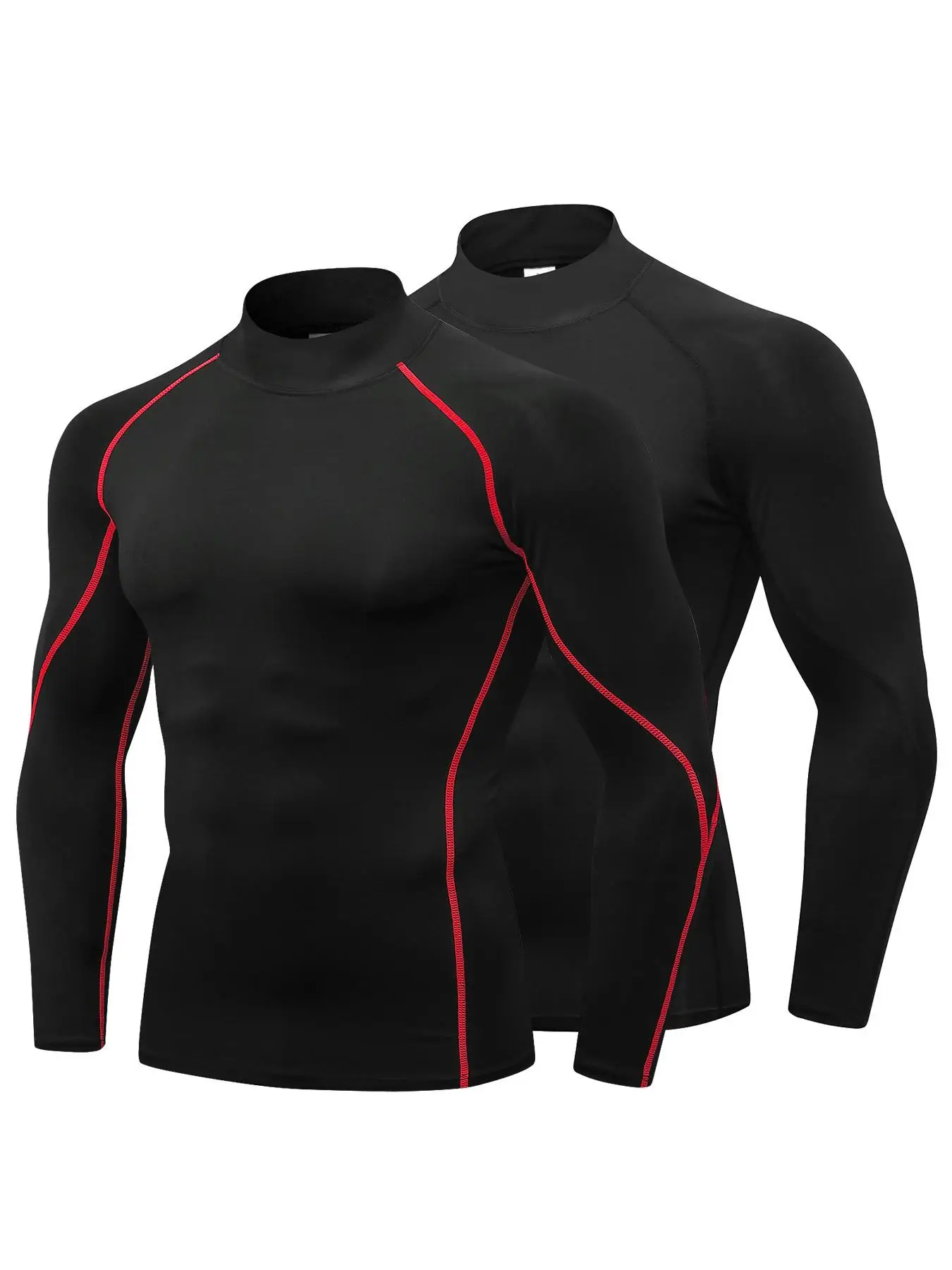 Men's Raglan Sleeve Thermal Underwear, Long Sleeve Stand Collar Tight-fitting Tops, Casual Comfy Thermal Underwear for Fall & Winter, Going Out Wear,