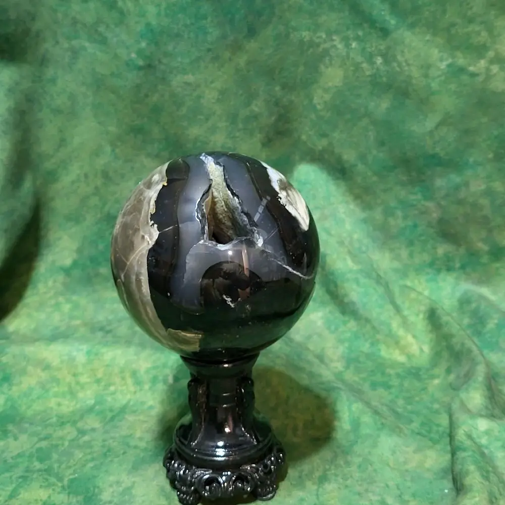 Natural Polished Volcano Agate Sphere, Handcrafted Crystal Decor for Home Display