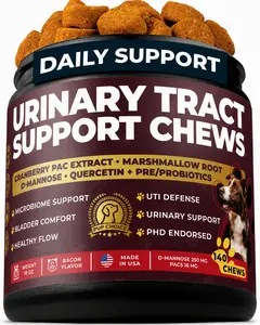 Pup Choice Dog UTI Chews – Cranberry Supplement for Dogs – Urinary Tract Support & Bladder Control – Cranberry PAC + D-Mannose, Marshmallow Root, Quercetin + Probiotics – 140 Chews
