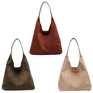 Women's solid color suede crossbody bag, 2026 new style fashionable crossbody bag, large capacity daily travel and work commuting shoulder bag, casual commuting bag