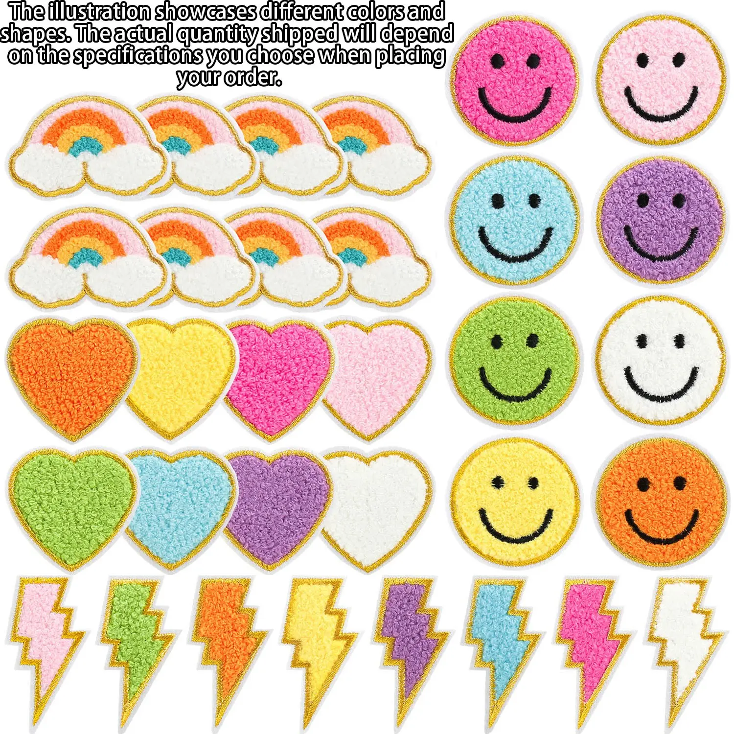 Cute Pattern Geometric Embroidery Design Embroidery Patch, Embroidered Patches, 24pcs/32pcs Colorful Cute Patch, Sewing Accessories for Clothes, Jacket, Hat, Book, Backpack, Embroidery Craft