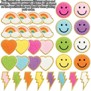 Cute Pattern Geometric Embroidery Design Embroidery Patch, 24pcs/32pcs Colorful Cute Patch, Sewing Accessories for Clothes, Jacket, Hat, Book, Backpack