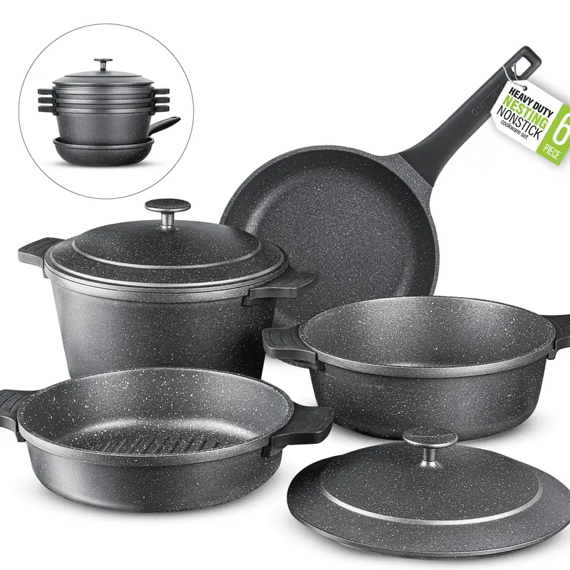 Granitestone 6-Piece Nesting Cookware Set pots pans