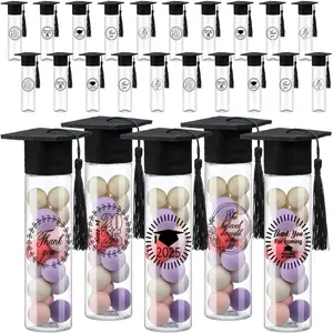 25/30 Pcs Graduation Candy Container Plastic Grad Cap Jars with Tassels Stickers,Mason Jars for Students Teacher,DIY School Classroom Grad Candy Table Party Decorations,Class of 2026 Graduation Party Gift Favors