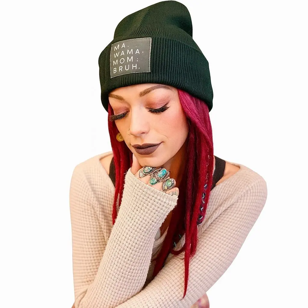 MA, MAMA, MOM, BRUH BEENIE Acrylic Beanie - Versatile & Unique Accessory for Casual Outings & Statement Wear, Perfect for Expressing Personality