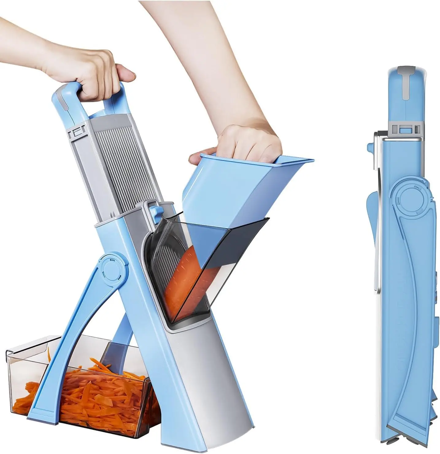 Upgrade Safe Mandoline Slicer for Kitchen, 5-in-1 Vegetable Chopper & Potato Slicer with Thickness Adjuster, French Fry Cutter & Veggie Dicer, Faster Meal Prep, Adjustable Slicer for Kitchen