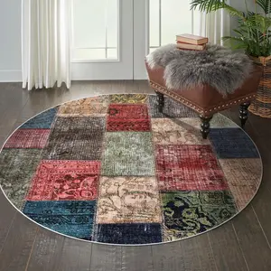 Vintage Patchwork Pattern Carpet, 1 Count Non-slip Soft Comfortable Floor Mat, Decorative Rugs for Home Living Room Bedroom Hotel Dormitory