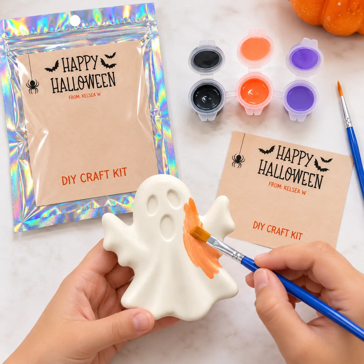 Boo-tiful Ghost DIY Painting Kit | Halloween Craft Kit with 3 Paints and 2 Brushes
