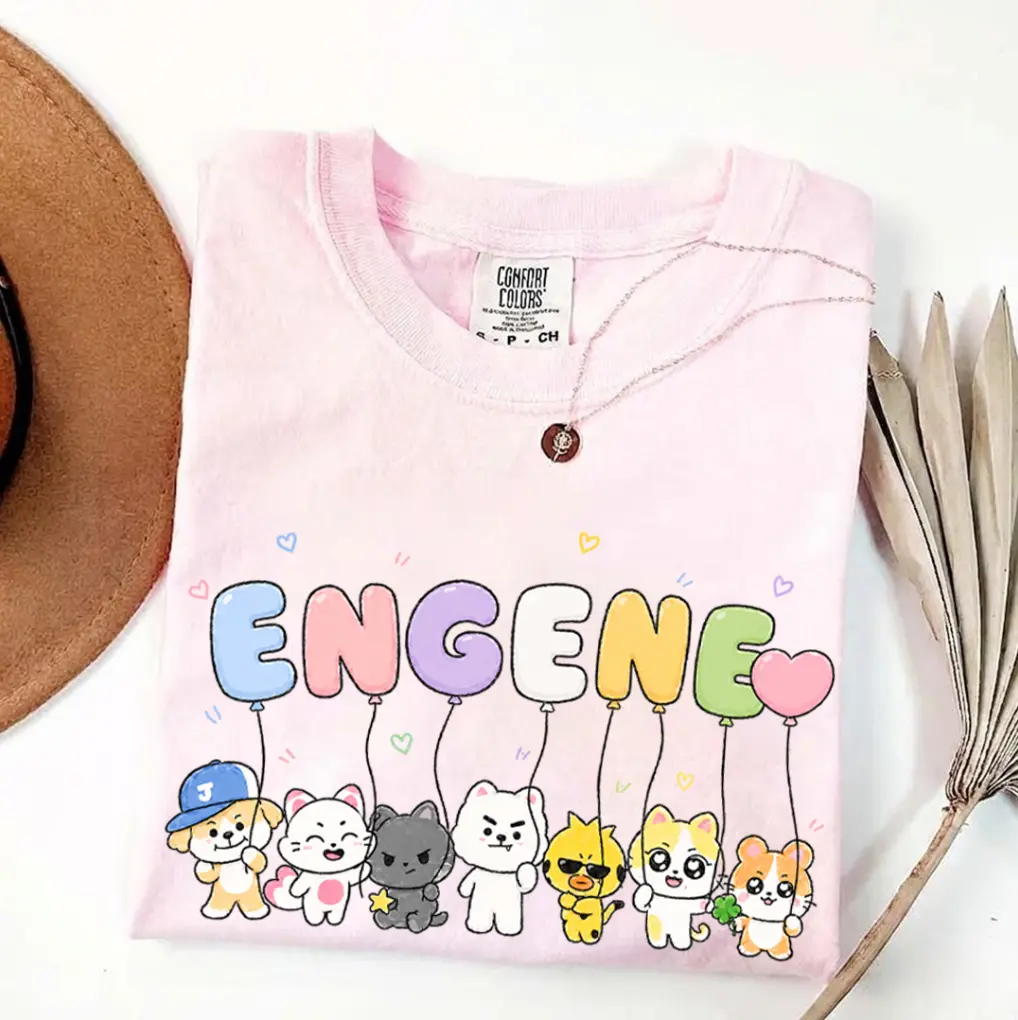 Comfort Colors ENGENE Cute Balloon Graphic Tee, 2026 Tour Graphic Shirt, Fan Girl Outfits, Apparel for Fandom Fans, Trendy Gift for Kpop Music Lovers