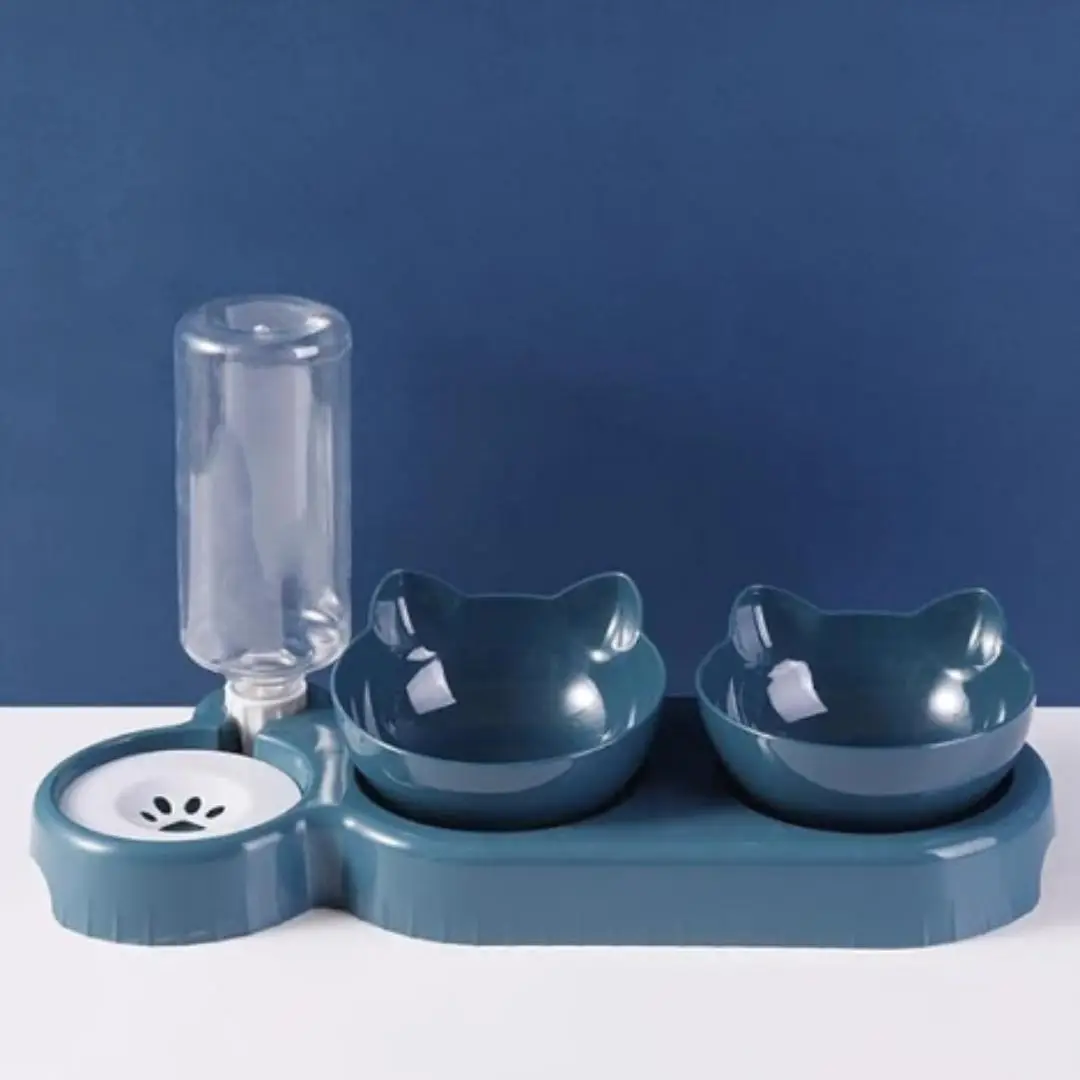 Automatic Pet Feeder, 1 Count Double Bowl Cat Food Bowl, Cat Feeding Water Dispenser, Dogs & Cats Supplies, Dog Bowl Pet Products Pet Supplies Cat Pro