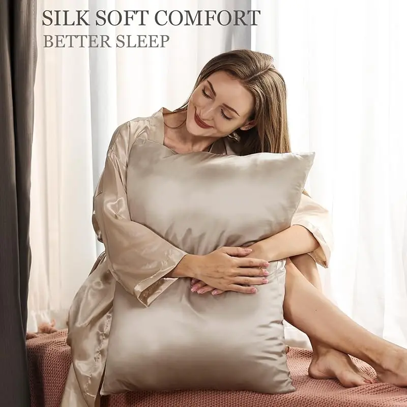 Premium Natural Mulberry Silk Pillowcase for Hair and Skin  22 Momme 6A Silk Pillow Cases , Ideal for Women's Beauty Sleep benefits solid color