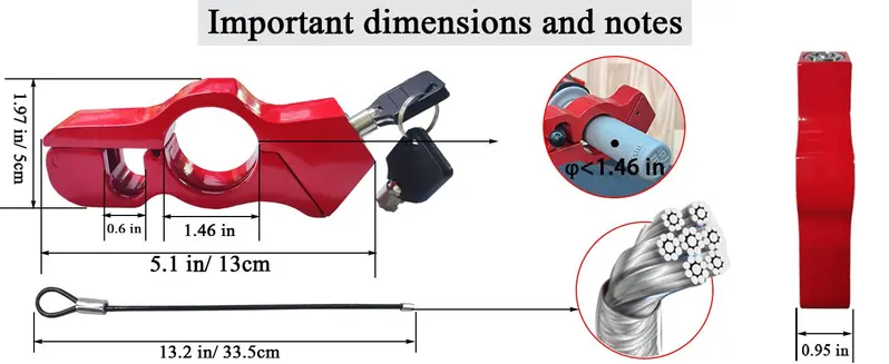 Motorcycle Locks, Helmet Locked & Brake Lock Combo, Anti Theft Motorcycles Handlebar Lock for Motor Moped Motorbike Scooters ATV Dirt Bike Street Bike Electric Scooters