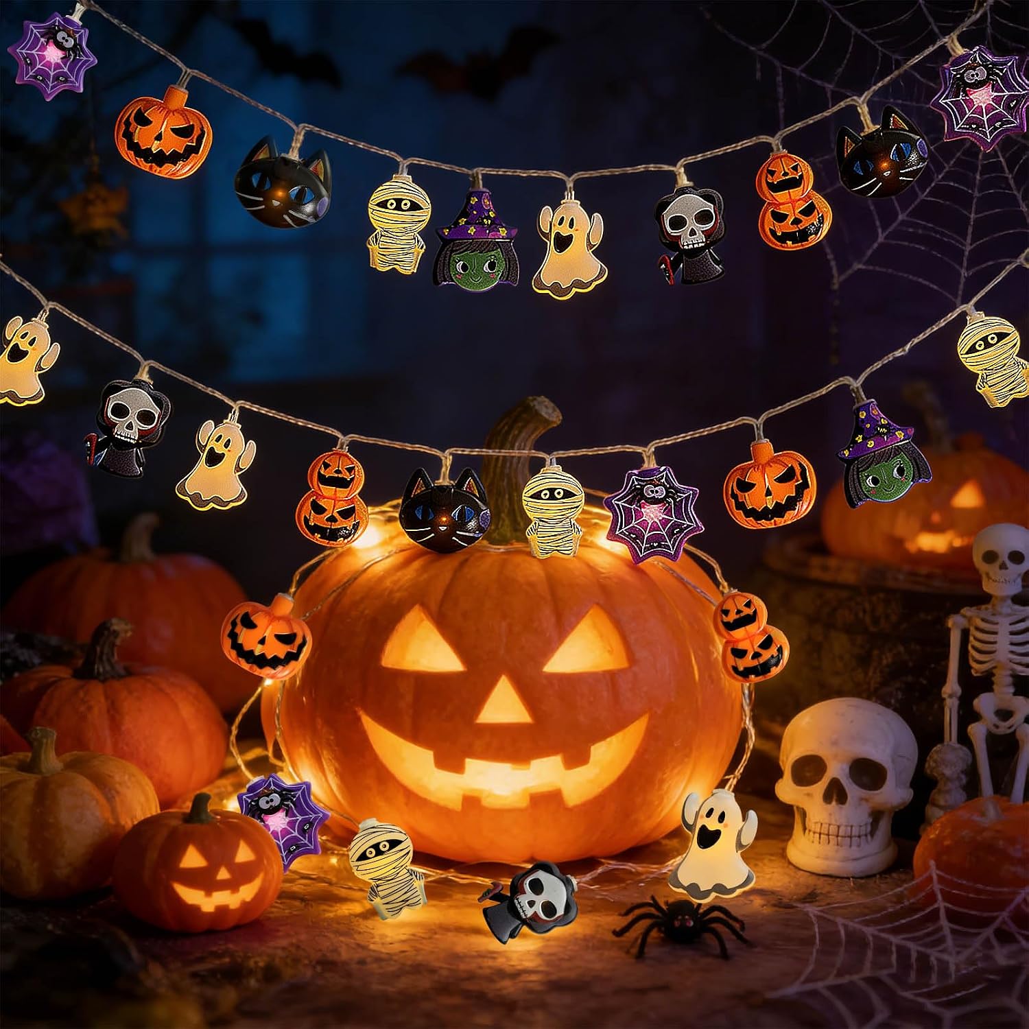 Halloween String Lights Decorations 9.8FT Cute Ghost String Lights 20 LED Halloween Lights Battery Operated (Not Included)  Cute Booday Lights 2025 Home Indoor Decor