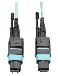 Tripp Lite TRL-N842-10M12MF MTP-MPO Multimode Patch Cable 12 Fiber 40 GbE 40 GBASE-SR4 OM3 Plenum-Rated Aqua 32 ft.