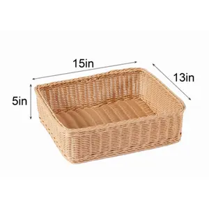 Medium Classroom Storage Basket – Woven Shelf Organizer Bin (15" x 13" x 5") - 4 Pack